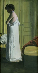 Nude in an Interior, Woman Removing her Shirt